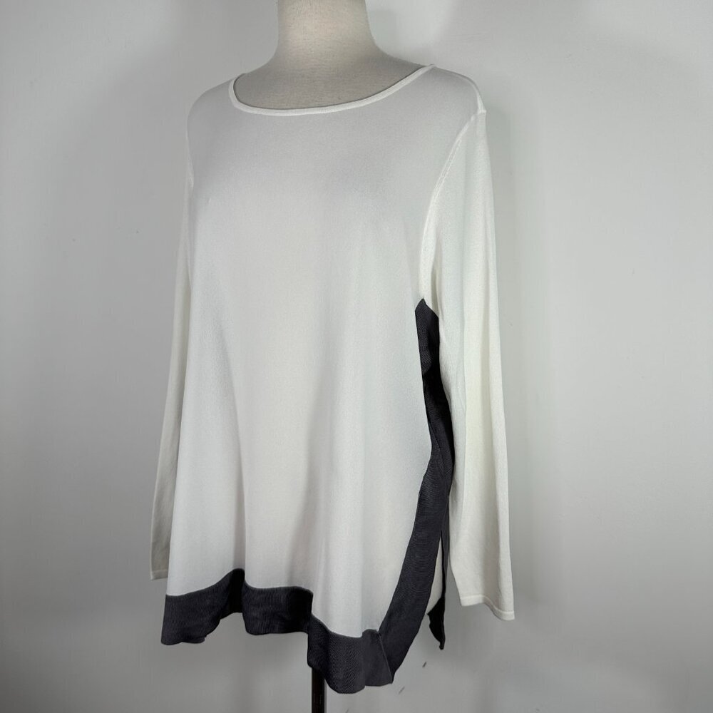 NEW Paperwhite Women's Sz L Knit White Tunic Pullover Long Sleeve Nylon/Rayon